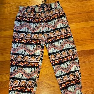 Jack by BB Dakota Kela Navy Blue Print Jogger Pants